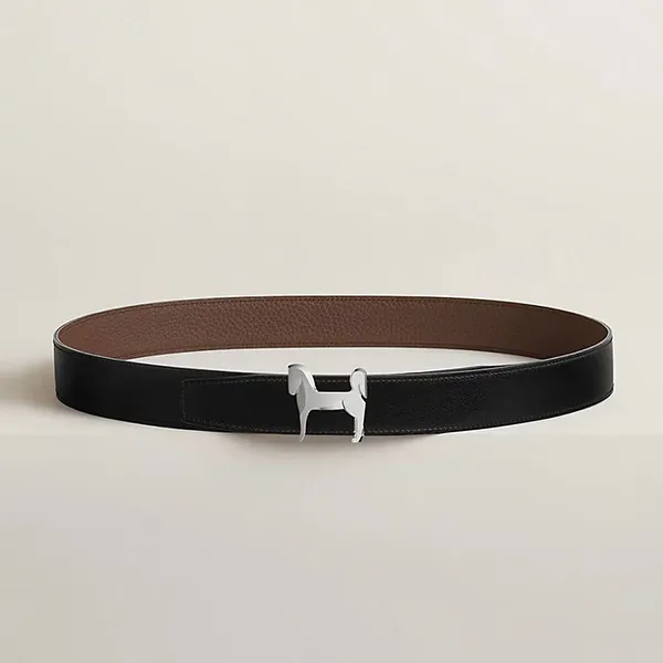 Thắt Lưng Nam Hermès Panache Belt Buckle & Reversible Leather Strap 32mm Màu Đen/ Chocolate Size 90