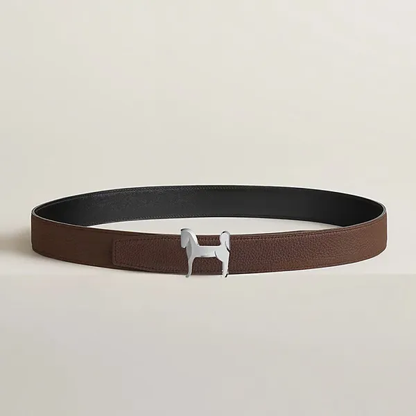 Thắt Lưng Nam Hermès Panache Belt Buckle & Reversible Leather Strap 32mm Màu Đen/ Chocolate Size 90