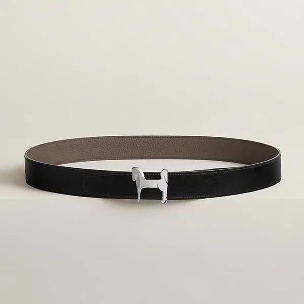 Thắt Lưng Nam Hermès Panache Belt Buckle & Reversible Leather Strap 32mm Màu Đen/ Etain Size 90