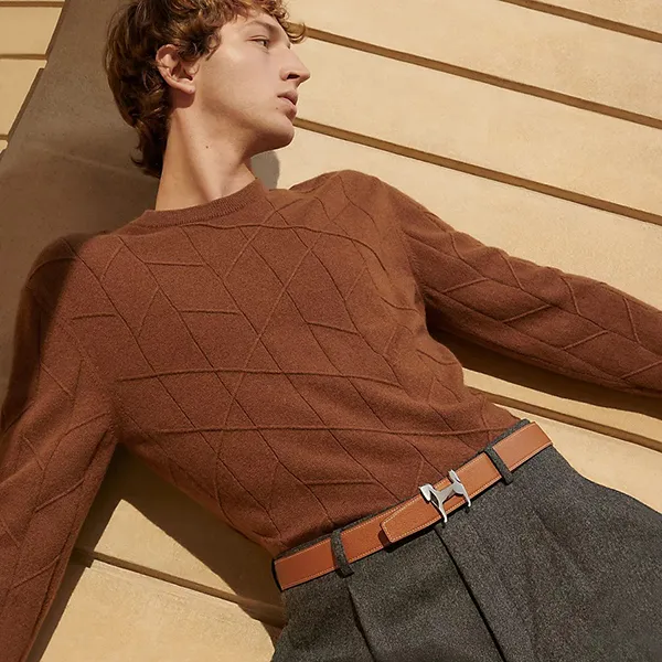 Thắt Lưng Nam Hermès Panache Belt Buckle & Reversible Leather Strap 32mm Màu Đen/Gold Size 90