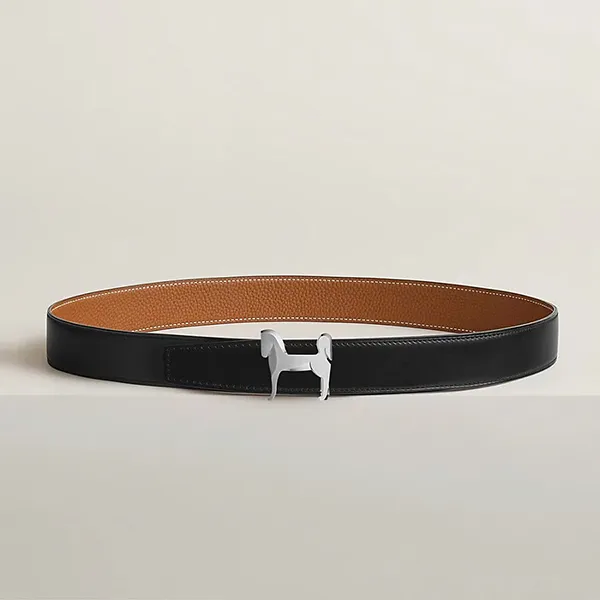 Thắt Lưng Nam Hermès Panache Belt Buckle & Reversible Leather Strap 32mm Màu Đen/Gold Size 90