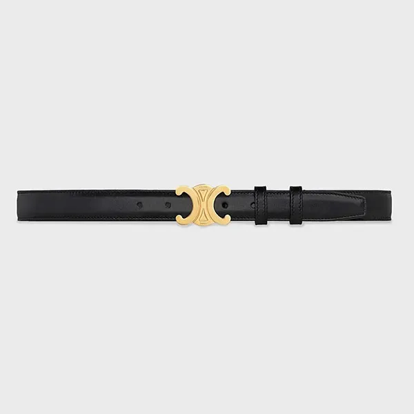 Thắt Lưng Nữ Celine Medium Triomphe Belt In Taurillon Leather Black Bản 2.5cm Màu Đen Size 70
