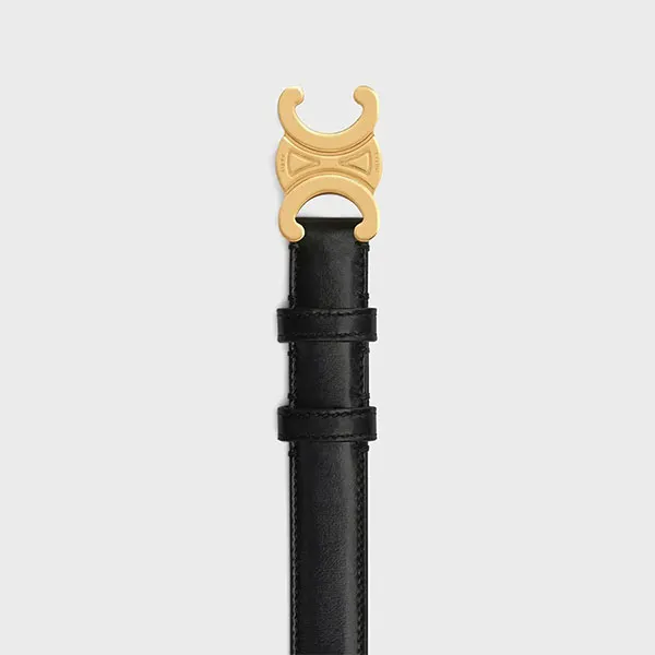 Thắt Lưng Nữ Celine Medium Triomphe Belt In Taurillon Leather Black Bản 2.5cm Màu Đen Size 70