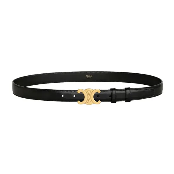 Thắt Lưng Nữ Celine Medium Triomphe Belt In Taurillon Leather Black Bản 2.5cm Màu Đen Size 70