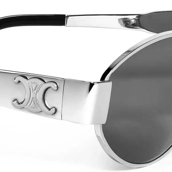 Kính Mát Nữ Celine Triomphe Metal 01 Sunglasses 4S235CMLB Màu Xám/Bạc