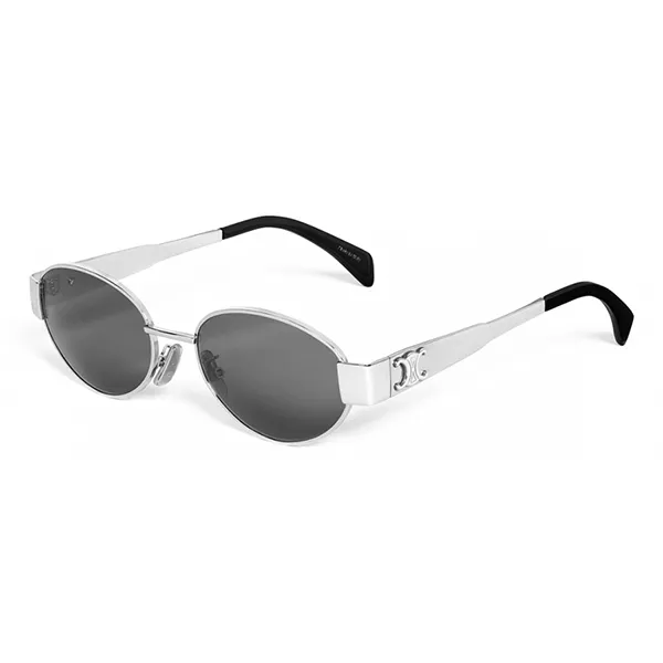 Kính Mát Nữ Celine Triomphe Metal 01 Sunglasses 4S235CMLB Màu Xám/Bạc