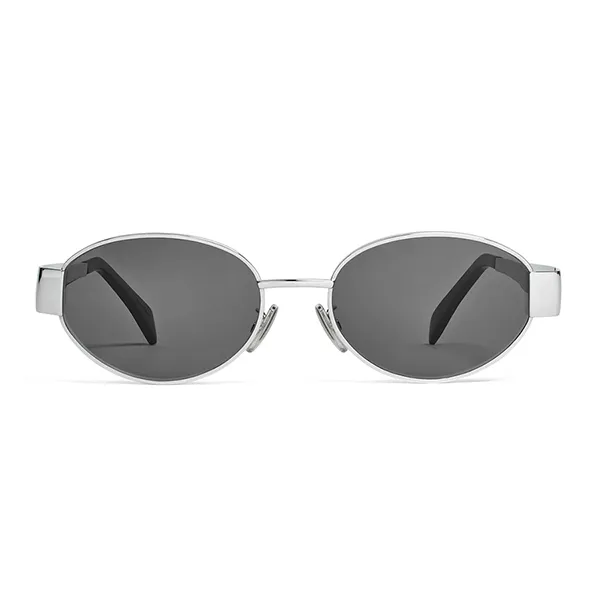 Kính Mát Nữ Celine Triomphe Metal 01 Sunglasses 4S235CMLB Màu Xám/Bạc