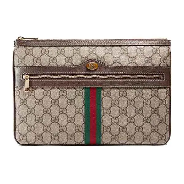 Túi Cầm Tay Gucci Ophidia GG Supreme Pouch Màu Be Phối Nâu - Túi xách - Vua Hàng Hiệu