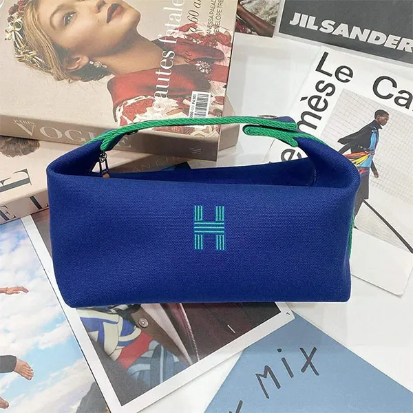 Túi Cầm Tay Hermès Bride A Brac Case Size PM Màu Xanh Dương