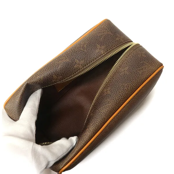 Túi Cầm Tay Louis Vuitton LV Locker Dopp Kit Monogram Handbag Màu Nâu Phối Vàng