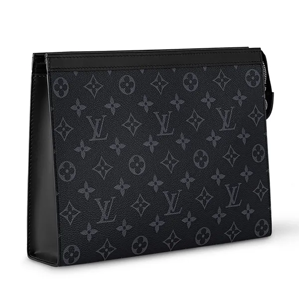 Túi Cầm Tay Nam Louis Vuitton LV Pochette Voyage MM M61692 Hoạ Tiết Màu Đen Xám - Túi xách - Vua Hàng Hiệu