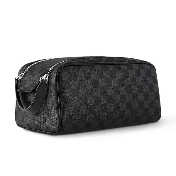 Túi Cầm Tay Louis Vuitton LV Toilet Dopp Kit Damier Graphite Canvas Pouch N40127 Màu Xám Đen - Túi xách - Vua Hàng Hiệu