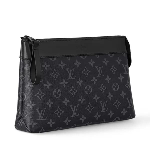 Túi Cầm Tay Nam Louis Vuitton LV Pochette Voyage Souple Monogram Eclipse M82543 Màu Đen - Túi xách - Vua Hàng Hiệu