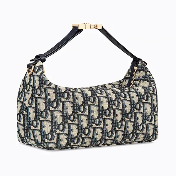 Túi Cầm Tay Nữ Dior Medium Diortravel Nomad Pouch Blue Oblique Jacquard Màu Xanh/Be - Túi xách - Vua Hàng Hiệu