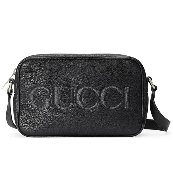 Túi Đeo Chéo Gucci GG Logo-Embroidered Leather Mini Shoulder Bag Màu Đen