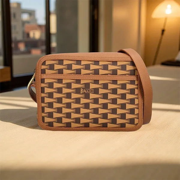 Túi Đeo Chéo Nam Bally Monogram Pattern Crossbody Bag 78ID28026 Màu Nâu - Túi xách - Vua Hàng Hiệu