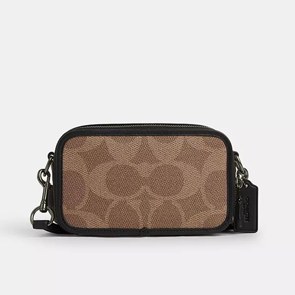 Túi Đeo Chéo Nam Coach Wyatt Crossbody Bag In Blocked Signature Canvas CAB80 Sand Tan Màu Nâu Be