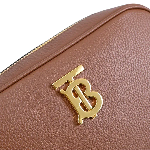 Túi Đeo Chéo Nữ Burberry Metal Logo Calfskin Crossbody Bag Màu Nâu