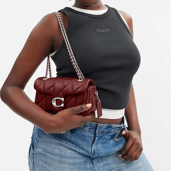 Túi Đeo Chéo Nữ Coach Quilted Leather Tabby Shoulder Bag 20 With Chain Silver/ Dark Ruby Màu Đỏ - Túi xách - Vua Hàng Hiệu