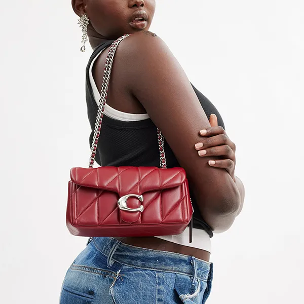 Túi Đeo Chéo Nữ Coach Quilted Leather Tabby Shoulder Bag 20 With Chain Silver/ Dark Ruby Màu Đỏ - Túi xách - Vua Hàng Hiệu