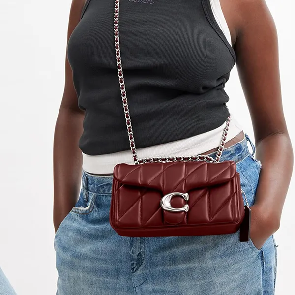 Túi Đeo Chéo Nữ Coach Quilted Leather Tabby Shoulder Bag 20 With Chain Silver/ Dark Ruby Màu Đỏ - Túi xách - Vua Hàng Hiệu