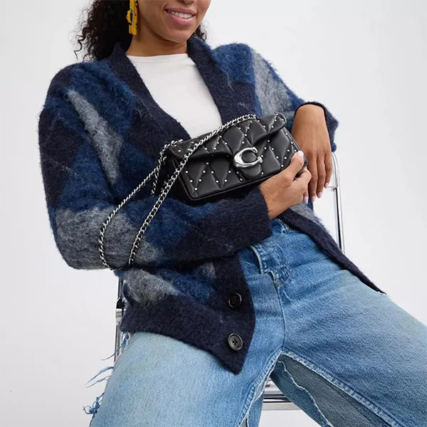 Túi Đeo Chéo Nữ Coach Tabby Mini Crystal Rivet Quilted Leather Crossbody Bag CY813 Màu Đen