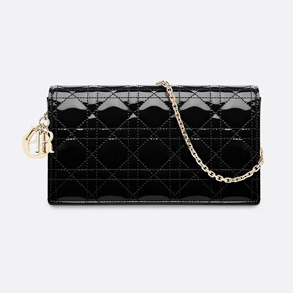 Túi Đeo Chéo Nữ Dior Lady Pouch Black Patent Cannage Calfskin Crossbody Bag S0204OVRB-M900 Màu Đen (Kèm 2 Ví Zip)
