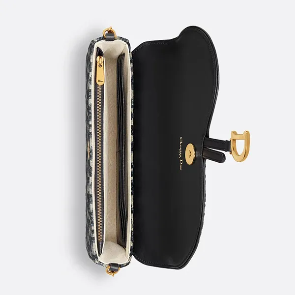 Túi Đeo Chéo Nữ Dior Medium Saddle Pouch With Chain Crossbody Bag Màu Xanh Blue - Túi xách - Vua Hàng Hiệu