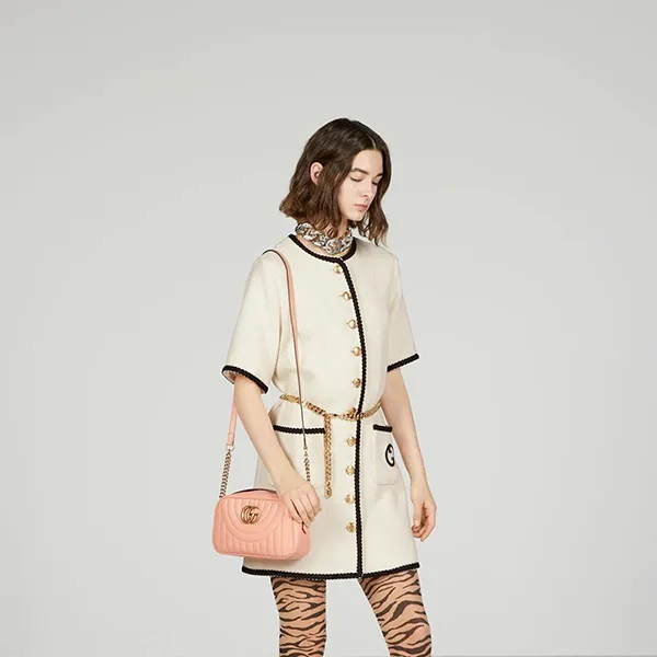 Túi Đeo Chéo Nữ GG Marmont Shoulder Bag Peach Màu Cam Đào
