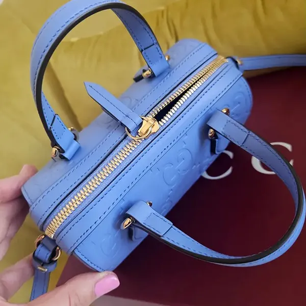 Túi Đeo Chéo Nữ Gucci Boston Leather Handbag Màu Xanh Blue - Túi xách - Vua Hàng Hiệu