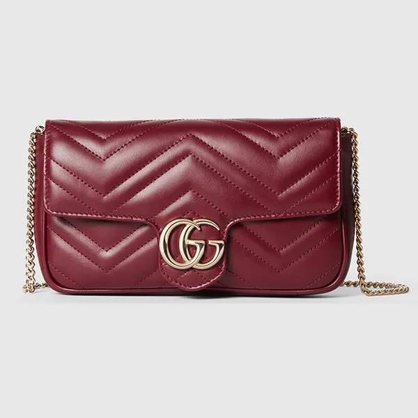 Túi Đeo Chéo Nữ Gucci GG Marmont Crossbody Bag Màu Đỏ Đô Size 21