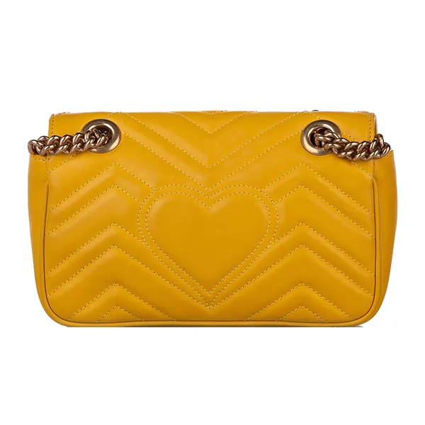 Túi Đeo Chéo Nữ Gucci GG Marmont QuiltedLeather Mini Crossbody Bag Màu Vàng - Túi xách - Vua Hàng Hiệu