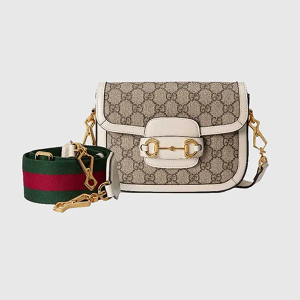 Túi Đeo Chéo Nữ Gucci Horsebit 1955 Mini Bag Màu Be Trắng