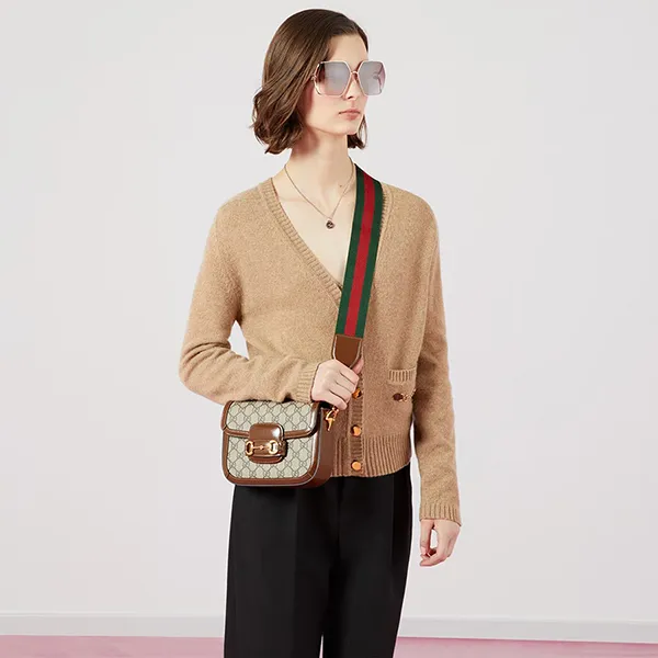 Túi Đeo Chéo Nữ Gucci Horsebit 1955 Mini Bag Màu Nâu Be