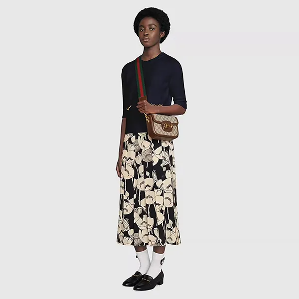 Túi Đeo Chéo Nữ Gucci Horsebit 1955 Mini Bag Màu Nâu Be