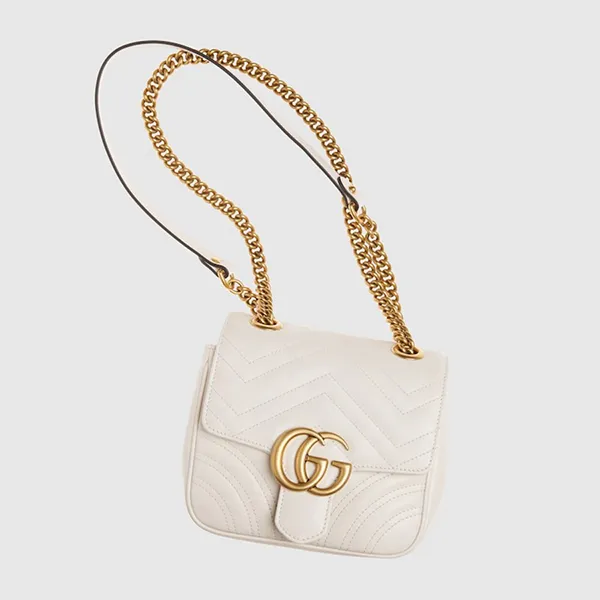 Túi Đeo Chéo Nữ Gucci Marmont Mini Shoulder Bag White 739682-AABZC-9022 Màu Trắng - Túi xách - Vua Hàng Hiệu