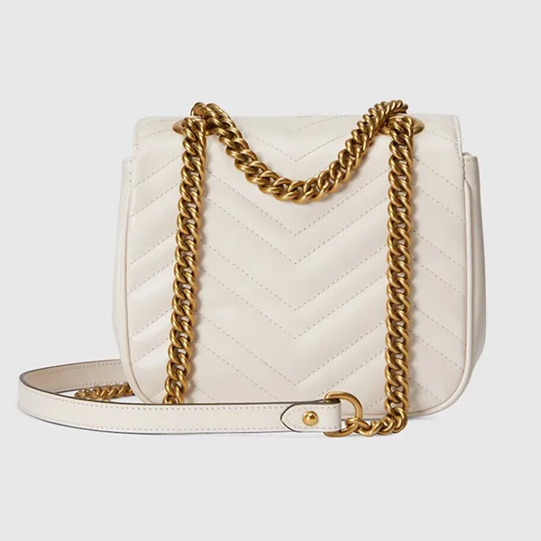 Túi Đeo Chéo Nữ Gucci Marmont Mini Shoulder Bag White 739682-AABZC-9022 Màu Trắng - Túi xách - Vua Hàng Hiệu
