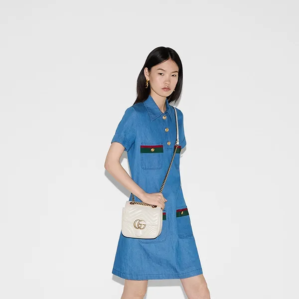 Túi Đeo Chéo Nữ Gucci Marmont Mini Shoulder Bag White 739682-AABZC-9022 Màu Trắng - Túi xách - Vua Hàng Hiệu