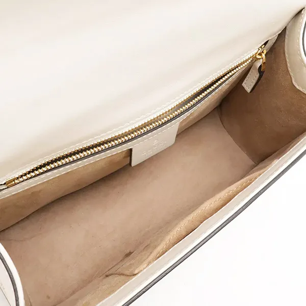 Túi Đeo Chéo Nữ Gucci Sylvie Sherry Line Ribbon Shoulder Bag Leather Màu Trắng - Túi xách - Vua Hàng Hiệu
