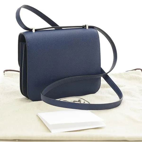 Túi Đeo Chéo Nữ Hermès Constance 18 Shoulder Bag Blue Màu Xanh Navy