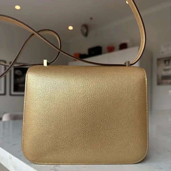 Túi Đeo Chéo Nữ Hermès Constance Leather Handbag Màu Vàng Gold