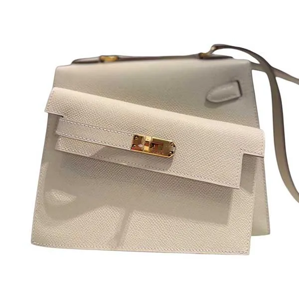 Túi Đeo Chéo Nữ Hermès Craie Kelly 20 En Desordre Sellier Epsom Gold Hardware Limited Edition Màu Trắng Kem - Túi xách - Vua Hàng Hiệu