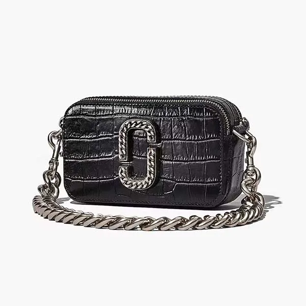 Túi Đeo Chéo Nữ Marc Jacobs The Croc-embossed Snapshot Màu Đen