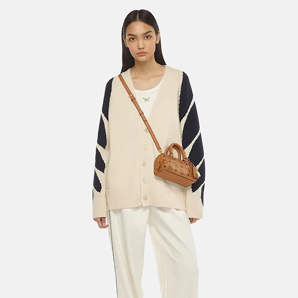 Túi Đeo Chéo Nữ MCM Boston Ella Mini With Visetos Pattern Màu Nâu