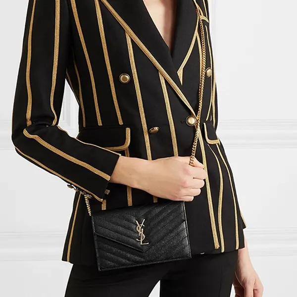 Túi Đeo Chéo Nữ YSL Yves Saint Laurent Envelope Chain Wallet Màu Đen Size 19