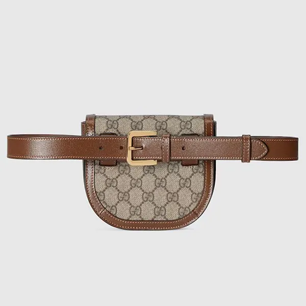 Túi Đeo Hông Gucci Horsebit 1955 GG Canvas Rounded Belt Bag Màu Nâu