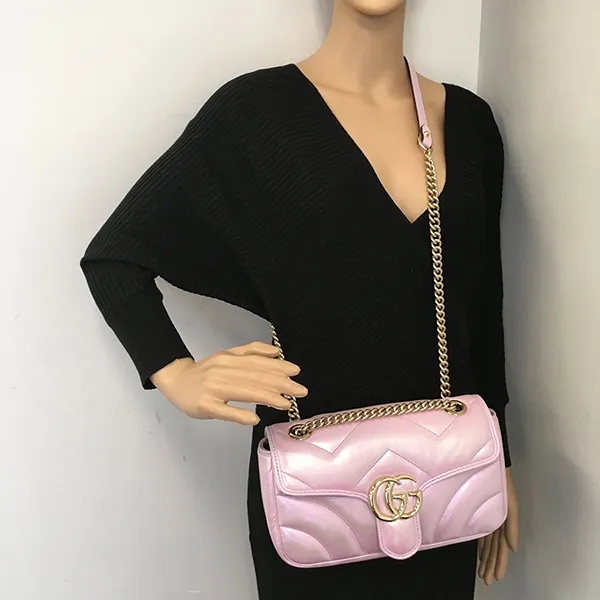 Túi Đeo Vai Nữ Gucci GG Marmont Small Shoulder Bag Màu Hồng - Túi xách - Vua Hàng Hiệu
