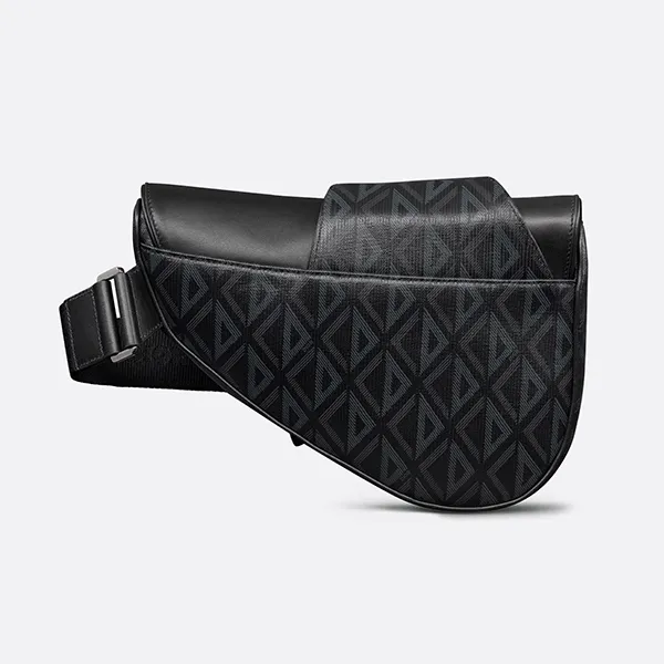 Túi Đeo Vai Nam Dior Saddle CD Diamond Canvas Grained Calfskin Black Màu Đen - Túi xách - Vua Hàng Hiệu