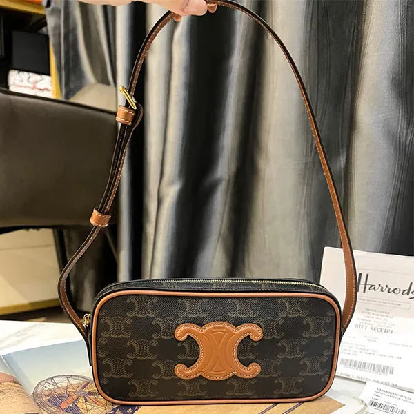 Túi Đeo Vai Nữ Celine Pre Owned Brown Shoulder Bag Màu Nâu Đen