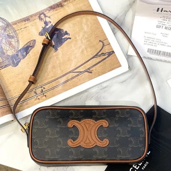 Túi Đeo Vai Nữ Celine Pre Owned Brown Shoulder Bag Màu Nâu Đen
